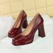 New Waterproof Table Square Head Super High Heel Women's Shoes Light Mouth Thick Heel Single Shoes High Heels_vogvips.com