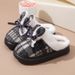Thick-Soled Cotton Women, Autumn And Wint, Bowknot New Style, Home Use, Fleece-Lined, Warm, Non-Slip Slipps For_vogvips.com