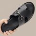 SHLIANG Fashion New Men Leather Waterproof One Word Slippers Soft Sole Non Slip Lightweight Summer Outdoor Slippers Sandals V0045_vogvips.com