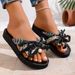 Women's Fashionable Tassel Bow Linen Shoelaces Holiday Student Flat Flip-Flops_vogvips.com