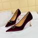 1818-K81 Style Banquet High Heel Shallow Mouth Pointed Metal Buckle Decoration Xishi Suede Women's Single Shoes_vogvips.com
