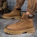 Martin Boots Men's Velvet Thermal Short Boots Retro Style Tooling Boots Rhubarb Boots_vogvips.com