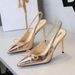 French Bag Head Rear Empty Shallow Mouth Pointed Head Thin Heel Single Shoes Women's Bow Back Strap High Heel Women's Shoes_vogvips.com
