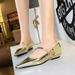 3683-7K92 High-end Straight Strap Single Shoe, Light Luxury Pointed Toe Wedge Low Heel, Metal Decorative High Heels_vogvips.com