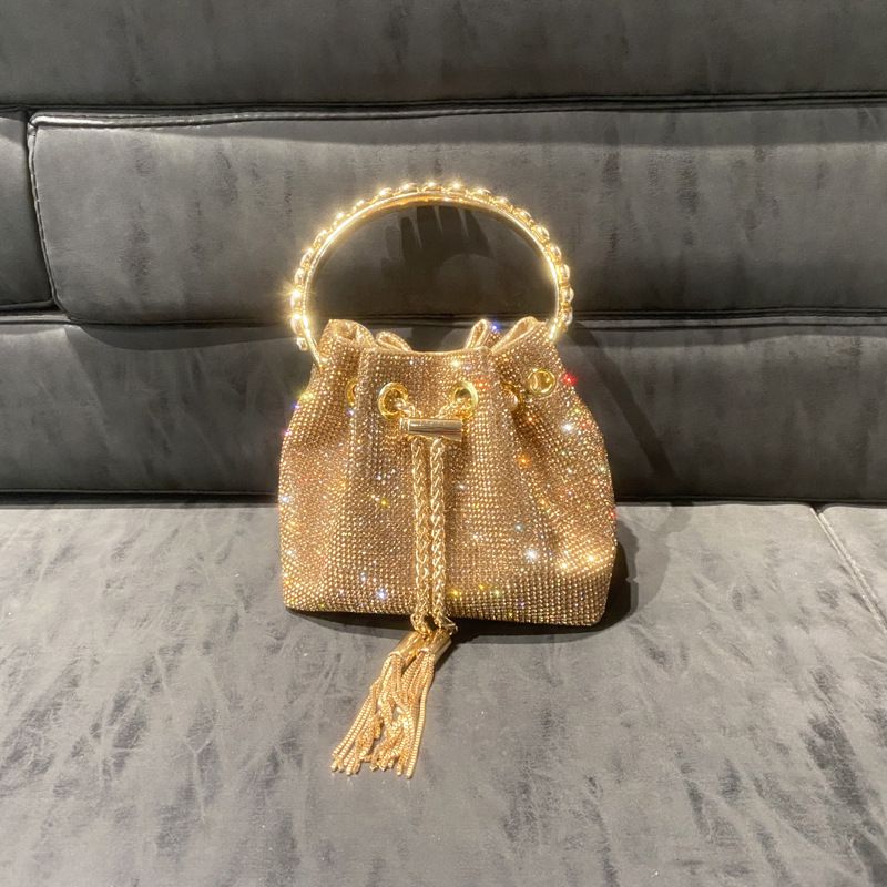 Women's Champagne Strappy Heels & Crystal Bag Set – Glamorous Evening Sandals With Rhinestone Clutch (Matching Luxury Outfit)_vogvips.com