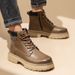 Men's Classic Leather Work Boots - Comfortable Mid-Calf Martin Boots With Cushioned Sole For Casual & Outdoor Wear (Yellow Brown, Khaki)_vogvips.com
