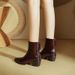 Pointed Toe Chunky Heel Short Boots For Women 2025 New Autumn Winter Women's Shoes French Soft Leather Mid-Heel Slim Boots Women's_vogvips.com