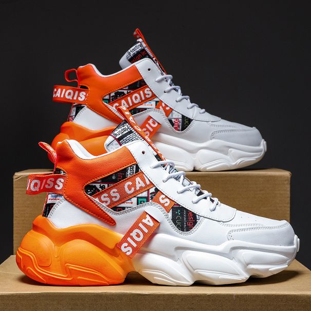 Autumn Men's Shoes, Winter Middle School Basketball And Running Shoes, Teenagers' Casual High-top Thick-soled Dad Trendy Shoes_vogvips.com