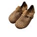 Hollow Summer Flat Sole Single Women's Genuine Leather Casual One Step Kick Shallow Mouth Grandma Shoes_vogvips.com