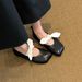 HoneyRain~Square-Toed French Bow Flat-Toed Slip-On Mules For Women_vogvips.com