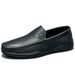Autumn New Genuine Leather Slip-On Round Toe Casual Men's Loafers Soft Sole Comfortable Driving Shoes_vogvips.com