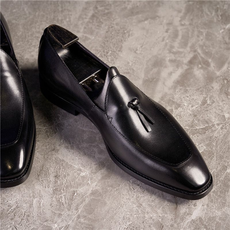 Step On Tassel Sleeve Men's British And Korean Style Trendy Business Dress Leather Oversized Breathable Casual Shoes,_vogvips.com