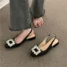 Rhinestone Sandals Mary Jane Shallow Mouth Comfort Shoes Woman Summer Heels Med Pointed Girls High Retro Medium Fashion Shoes_vogvips.com
