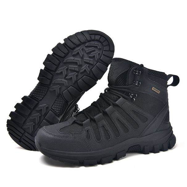 High Top Outdoor Men's Combat Military Boots Tactical Boots Breathable Zipper Brown Desert Combat Boots_vogvips.com