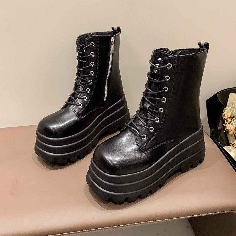 Side Zipper Plus Size Thick Sole Short For Women 2024 Spring Autumn New Boots Versatile Fashion_vogvips.com