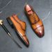 New Men's Brown Business Casual Derby Shoes British Style Lace-up Versatile Brock Men's Shoes Black Suit Banquet Dress Groom Wedding Shoes_vogvips.com