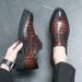 New Men's Large Leather Crocodile Pattern Youth Hairstylist Thick Sole Height Increasing British Casual Wedding Shoes_vogvips.com