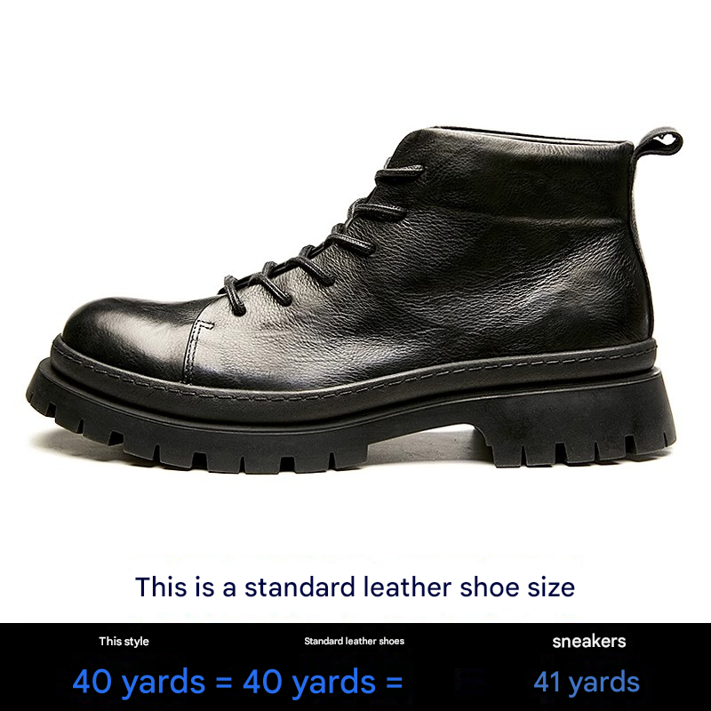 European Warm Series Bowei Genuine Leather Cowhide Soft Sole Men's British Work Round Toe Mid-top Lace-up Trendy Martin Boots_vogvips.com
