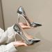 High Single Shoes Women S New Autumn Pointy Toe Slip On Large Size Advanced Sense Of Fine Heels_vogvips.com