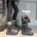 Women's Shoes Gray Snow Boots Women Winter New Thick Sole Heightened Plus Velvet Thickened Long Tube Snow Cotton Shoes_vogvips.com