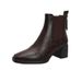 High Ankle 2025 Winter New Thick Heel Brown Women Mid-Calf Fashion Square Toe Stretch Women's Leather Boots_vogvips.com