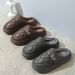 Waterproof Large Size Men's For Outdoor Wear, Winter Fleece-Lined Warm Home Anti-Cold Casual Thick-Soled Cotton Slippers_vogvips.com