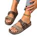 plus Size Women's Open Toe Sandals With Cross Belt Buckle Studded Detail For Outdoor Summer New Style_vogvips.com