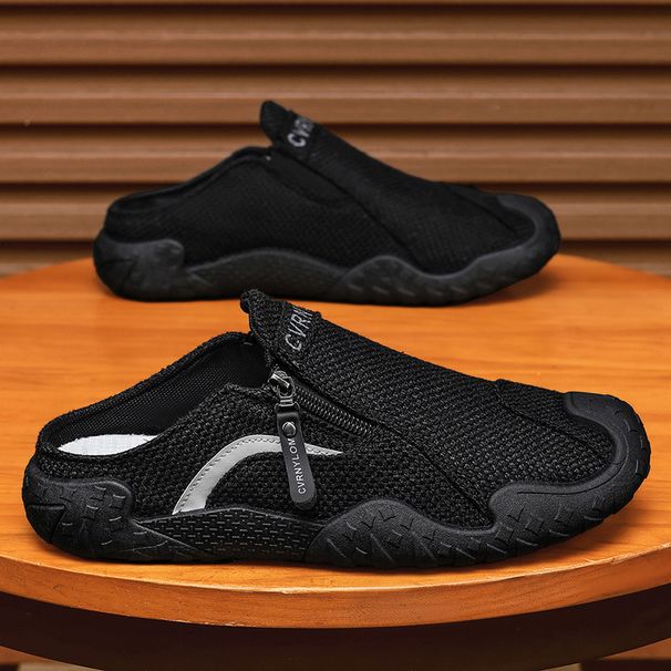 Dragman Summer Breathable Anti-slip No Heel Driving Platform Shoes, Lightweight, One-foot-pedal, Half-traction Sporty Casual Trendy Shoes_vogvips.com