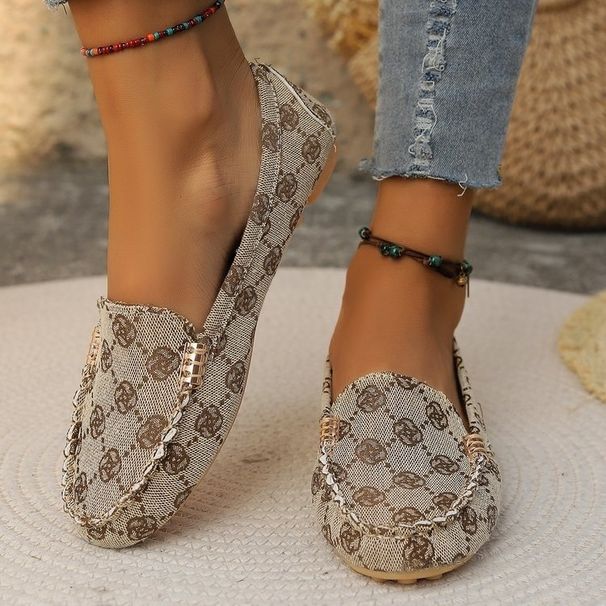 Women's Casual Flat Loafers Spring/Autumn round Toe Shallow Mouth plus Size Korean Style Single Shoes_vogvips.com