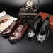 Plus-size leather shoes Business dress shoes men's British vintage washed horse shoes wedding shoes_vogvips.com