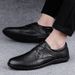 Men's Embossed Plaid Casual Dress Leather Shoes Low-top Shoes Soft Sole Round Head Casual Men's Shoes_vogvips.com