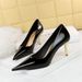 7122-A1 Sexy Slim Fit Metal Thin High Heel Shallow Toe Shiny Lacquer Leather Women's Single Shoe_vogvips.com