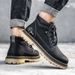 Plus Size New Autumn Winter Martin Boots Genuine Leather Warm Non-Slip Versatile Classic Yellow High Top Men's Shoes_vogvips.com