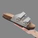 Cork Slippers For Men And Women Summer Thick Bottom Non-Slip Double Strap Double Buckle Beach Sandals_vogvips.com