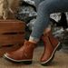 Plus Size Double Buckle Martin Boots Women's British Retro Riding Boots Winter Style_vogvips.com