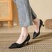High Heels Stiletto Professional Work Soft Leather Commuting Wrinkled Single Shoes Women Pointed Toe Mary Jane Black New_vogvips.com