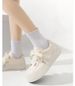 Women Bow Knot Wide Laces Platform Canvas Sneakers, Round Toe Chunky Thick Sole Casual Skate Shoes, Soft Breathable Upper Lightweight Trainers_vogvips.com