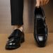 Men's Classic Formal Leather Oxford Shoes With Buckle Closure - Black & Brown Dress Shoes For Business, Wedding & Special Occasions_vogvips.com