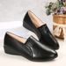 New Plus Size 2025 Autumn New Mid Heel Fashion Single For Women, Non Slip Soft Leather Solid Color Work Shoes_vogvips.com