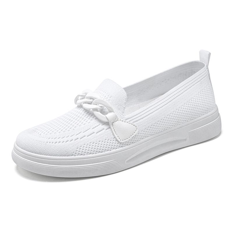 Women's Casual Shoes Women's Shoes Soft Sole Comfortable Mother Shoes Flying Woven Breathable Mesh Shoes One Pedal Women's Single Shoes_vogvips.com