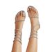 Rhinestone Spring Snake Round Foot Beach Holiday Open-toed Flat Sandals For Women_vogvips.com