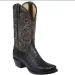Men Vintage Embroidery Western Cowboy Croc Print Pointed Toe Mid Calf Retro Leather Riding Boots_vogvips.com