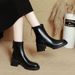 Platform Martin Boots For Women, British Style, 2025 New Autumn Winter Thick Heel Mid-Calf Boots, Soft Surface High Heel Ankle Boo_vogvips.com
