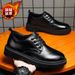 Casual Leather Black Soft Sole Commuter Office Trend Fleece Lined Autumn Winter Business Formal Men's Shoes All Seasons_vogvips.com