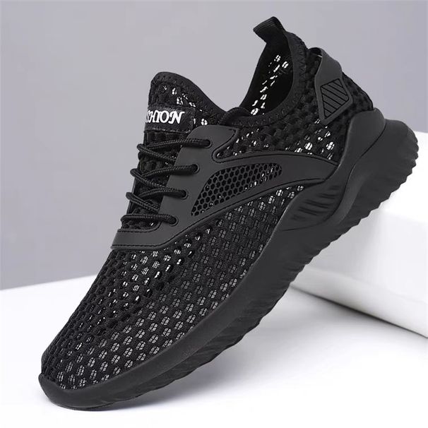 Men's Shoes Shoes Mesh Shoes Mesh Breathable Hollow Summer Non Slip Soft Bottom Sports Casual Shoes Cross Border Foreign Trade Men's Black_vogvips.com