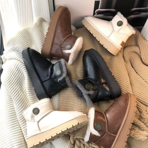 2024 New Winter Fleece-Lined Thickened Snow Boots For Women Full Wool Waterproof Non-Slip_vogvips.com