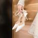Butterfly Knot Black High Heels One-Strap Buckle 2025 Spring Summer New Pointed Toe Stiletto Single Shoes Adult Ceremony_vogvips.com