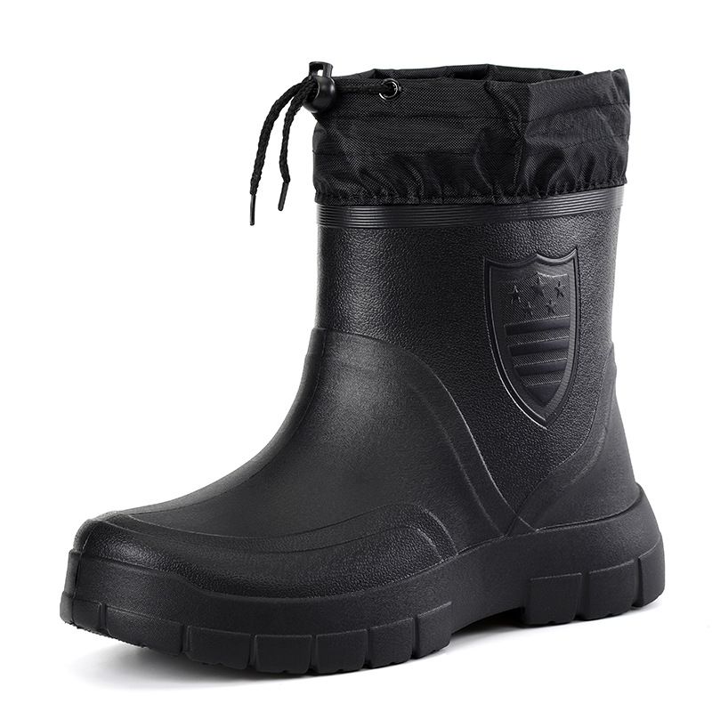 2024 Versatile Men's Rain Boots Waterproof Outdoor Lightweight Shoe Velvet Fashion Short Boot Casual Comfort Male Water_vogvips.com