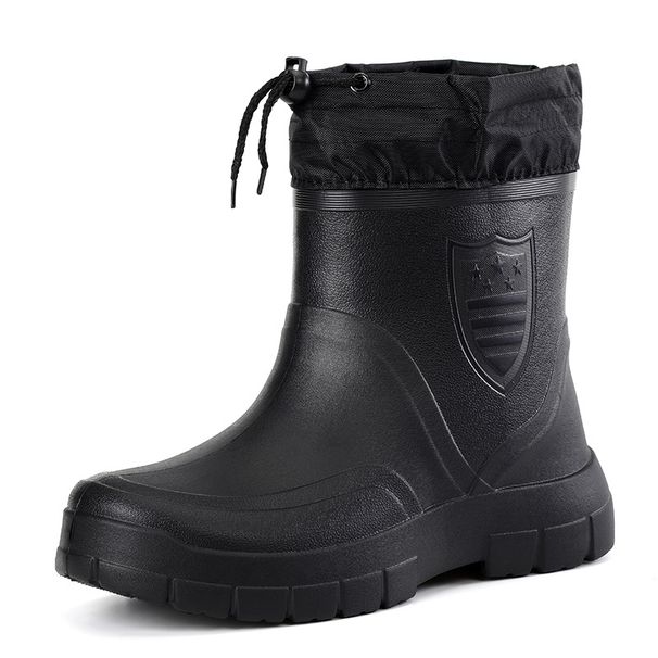 2024 Versatile Men's Rain Boots Waterproof Outdoor Lightweight Shoe Velvet Fashion Short Boot Casual Comfort Male Water_vogvips.com