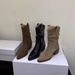 Alilovers Slimming Pointed Pleated Short For Women Spring And Autumn Single Western Chunky Heel Martin Boots_vogvips.com